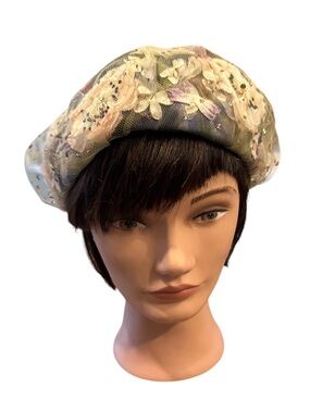 Amy New York Vintage Ivory Multi  Floral Cocktail Hat Union Made USA Size OS